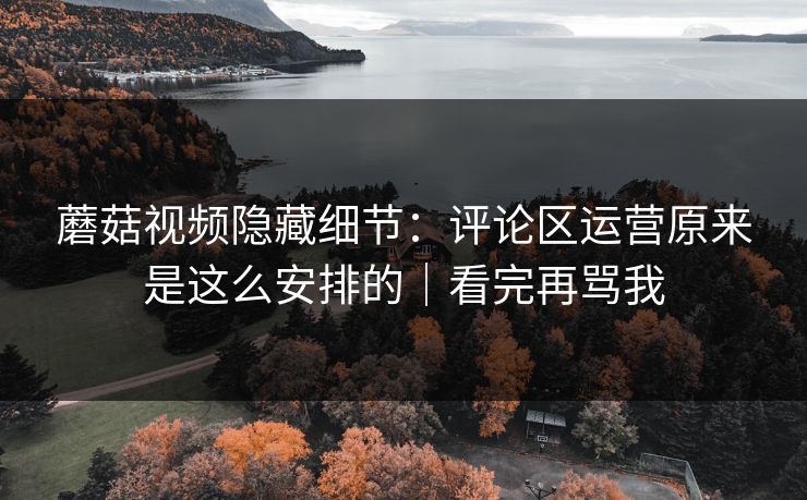 蘑菇视频隐藏细节：评论区运营原来是这么安排的｜看完再骂我