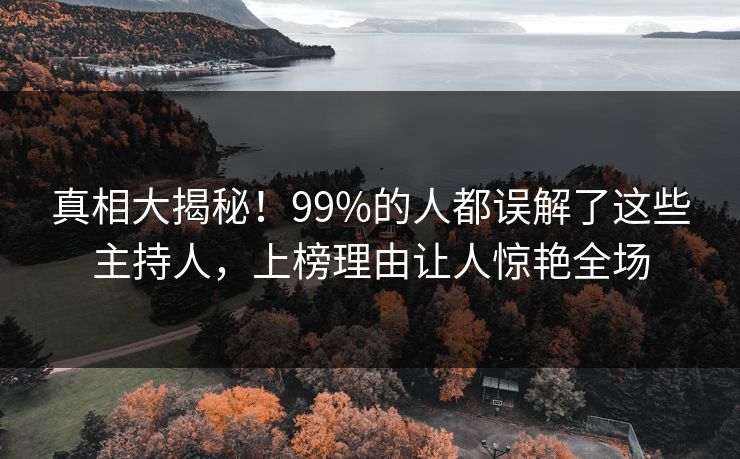 真相大揭秘！99%的人都误解了这些主持人，上榜理由让人惊艳全场