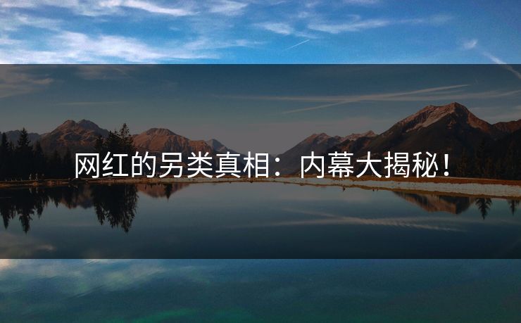 网红的另类真相：内幕大揭秘！